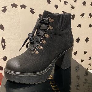 Pierre Dumas Black Lace Up Ankle Boots